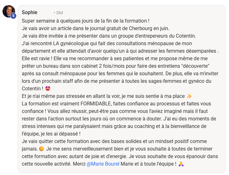 Témoignage communauté Menopulse - faire confiance au processus
